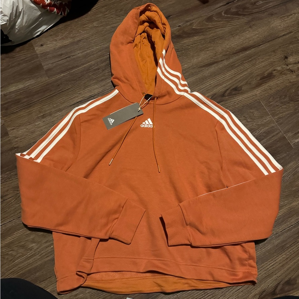 Adidas 3 stripe cropped hoodie size womens medium new with tags